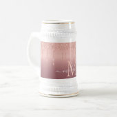 Individuelle Name Letter Rose Gold Glitzer Beer St Bierglas (Vorderseite Links)