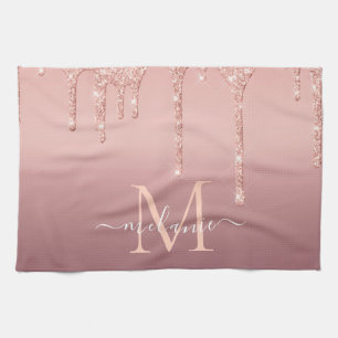 Individuelle Name Letter Rose Gold Glitzer Küchent Geschirrtuch