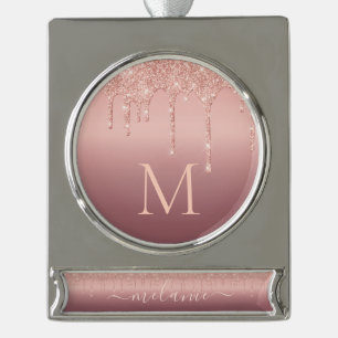 Individuelle Name Letter Rose Gold Glitzer Ornamen Banner-Ornament Silber