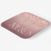 Individuelle Name Letters Rose Gold Wedding Paper Pappteller (Gewinkelt)