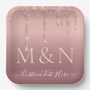 Individuelle Name Letters Rose Gold Wedding Paper Pappteller