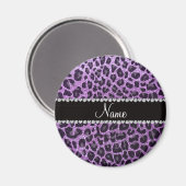 Individuelle Name-Licht lila Glitzer Leopard-Druck Magnet (Vorderseite/Rückseite)