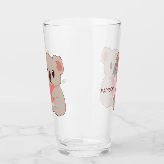   Individuelle Name Liebe Koala Glas (Links)