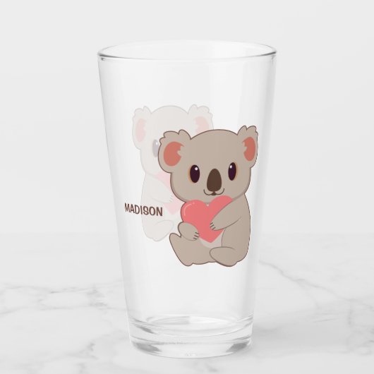 Individuelle Name Liebe Koala Glas (Vorderseite)