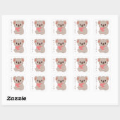 Individuelle Name Liebe Koala Quadratischer Aufkleber (Blatt)