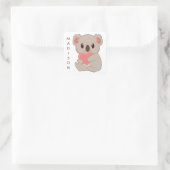 Individuelle Name Liebe Koala Quadratischer Aufkleber (Tasche)