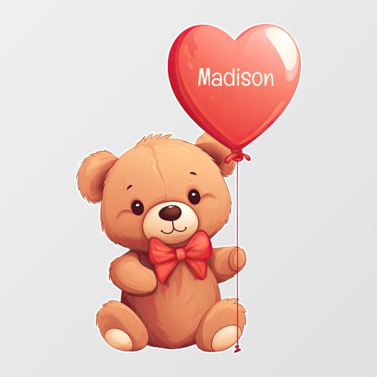 Individuelle Name Liebe Teddy Fensteraufkleber (Blatt)