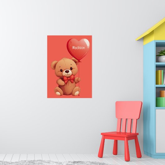Individuelle Name Liebe Teddy Poster (Kinderzimmer 1)