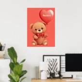 Individuelle Name Liebe Teddy Poster (Heimbüro)