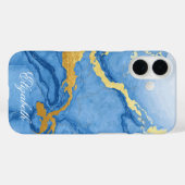 Individuelle Name Light Blue Marble & Gold Case-Mate iPhone Hülle (Rückseite (Horizontal))