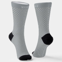 Individuelle Name Light Bright Grey White Polka Do