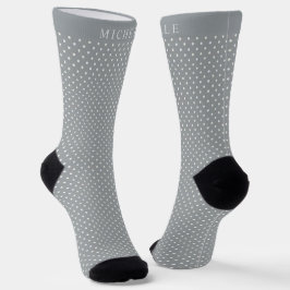 Individuelle Name Light Bright Grey White Polka Do Socken