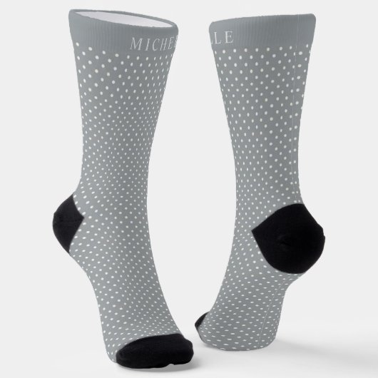 Individuelle Name Light Bright Grey White Polka Do Socken (Gewinkelt)