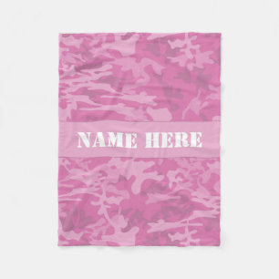 Individuelle Name Light Pink Camouflage Muster Sch Fleecedecke