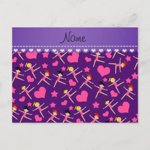 Individuelle Name lila Girl Gymnasten Herzstars Postkarte
