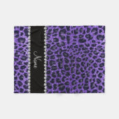 Individuelle Name lila Glitzer Leoparden Fleecedecke (Vorderseite (Horizontal))