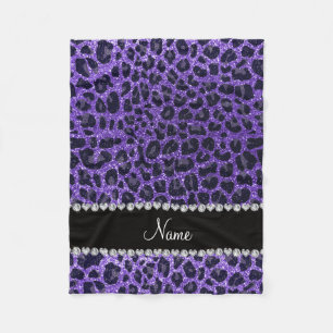 Individuelle Name lila Glitzer Leoparden Fleecedecke