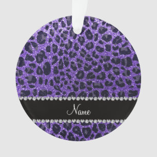 Individuelle Name lila Glitzer Leoparden Ornament
