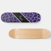 Individuelle Name lila Glitzer Leoparden Skateboard (Horizontal)