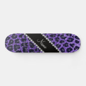 Individuelle Name lila Glitzer Leoparden Skateboard (Horizontal)