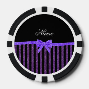 Individuelle Name lila Glitzer Streifen Glitzer Bu Pokerchips