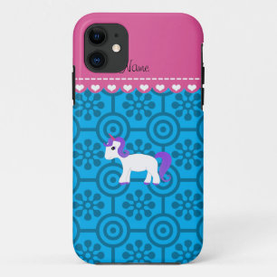 Individuelle Name lila Haare unicorblau Retro Blum iPhone 11 Hülle