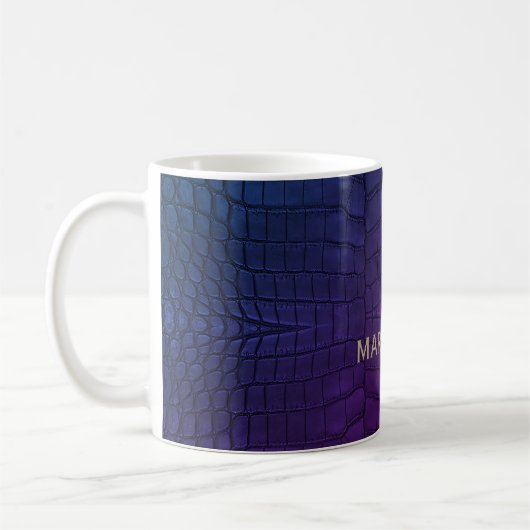 Individuelle Name Lila Krokodil-Leder-Druck Kaffeetasse (Links)
