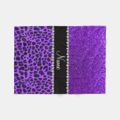 Individuelle Name lila Leopard Indigo lila Glitzer Fleecedecke (Vorderseite (Horizontal))