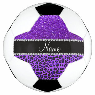 Individuelle Name lila Leopard Indigo lila Glitzer Fußball