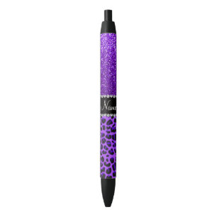 Individuelle Name lila Leopard Indigo lila Glitzer Kugelschreiber