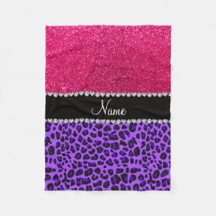 Individuelle Name lila Leopardennebel Hot-Rosa Gli Fleecedecke