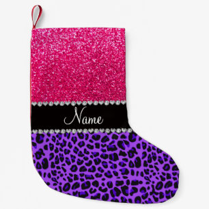 Individuelle Name lila Leopardennebel Hot-Rosa Gli Kleiner Weihnachtsstrumpf