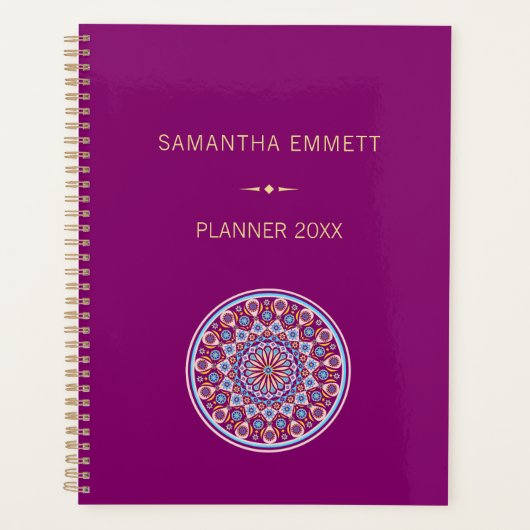 Individuelle Name Lila Mandala Planer (Vorderseite)