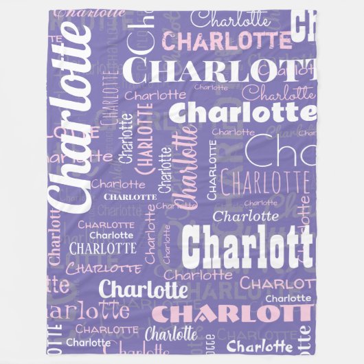 Individuelle Name Lila rosa Wiederholtes Graffiti- Fleecedecke (Vorderseite)