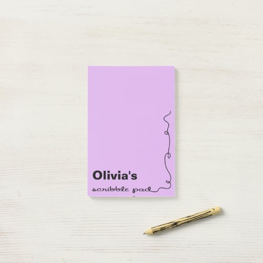 Individuelle Name Lila Scribble Pad Post-it Klebezettel (Auf Schreibtisch)