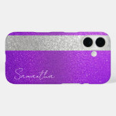 Individuelle Name Lila & Silver Glitzer Case-Mate iPhone Hülle (Rückseite (Horizontal))