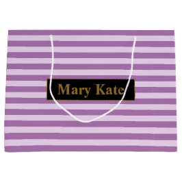 Individuelle Name Lila Streifen Große Geschenktüte