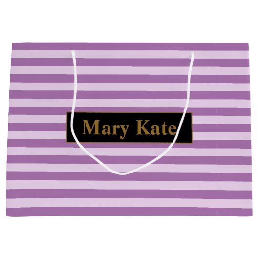 Individuelle Name Lila Streifen Große Geschenktüte (Vorderseite)