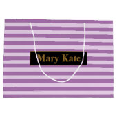 Individuelle Name Lila Streifen Große Geschenktüte (Rückseite)