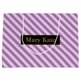 Individuelle Name Lila Streifen Große Geschenktüte