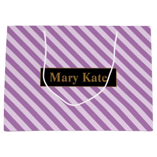 Individuelle Name Lila Streifen Große Geschenktüte (Vorderseite)