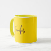 Individuelle Name lila Text gelb Tasse (Vorderseite Links)