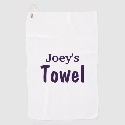 Individuelle Name lila Text Golfhandtuch (Vorderseite)