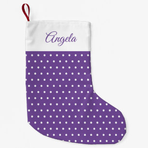 Individuelle Name Lila und White Polka Dot Kleiner Weihnachtsstrumpf