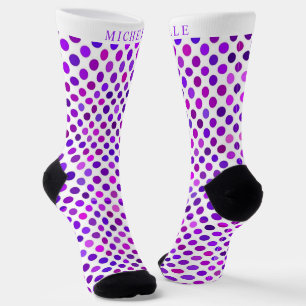 Individuelle Name lila Violet White Polka Dot Socken