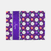 Individuelle Name lila Volleyball-RegenbogenBlume Fleecedecke (Vorderseite (Horizontal))