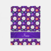 Individuelle Name lila Volleyball-RegenbogenBlume Fleecedecke (Vorderseite)