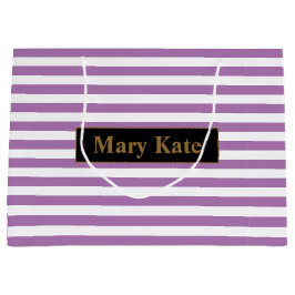 Individuelle Name Lila/Weiße Streifen Große Geschenktüte