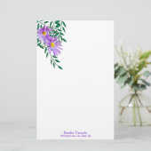 Individuelle Name Lila Wildblume Eckbänder Briefpapier (Stehend Vorderseite)