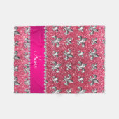 Individuelle Name Lilie fuchsia rosa Glitzer Fleecedecke (Vorderseite (Horizontal))